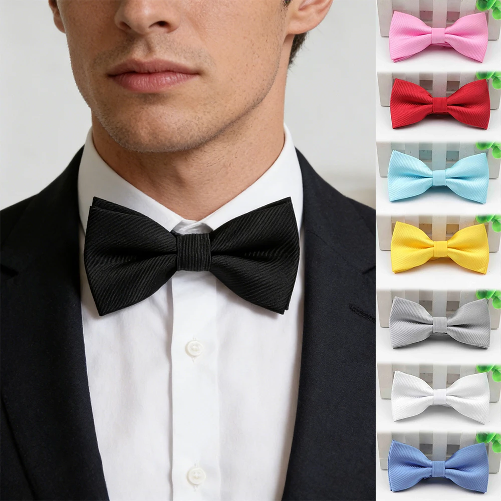 Classic Solid Daily Wear Bowties Groom Men Colorful Striped Polyester Adult Butterfly Wedding Party Business Accessories Gift