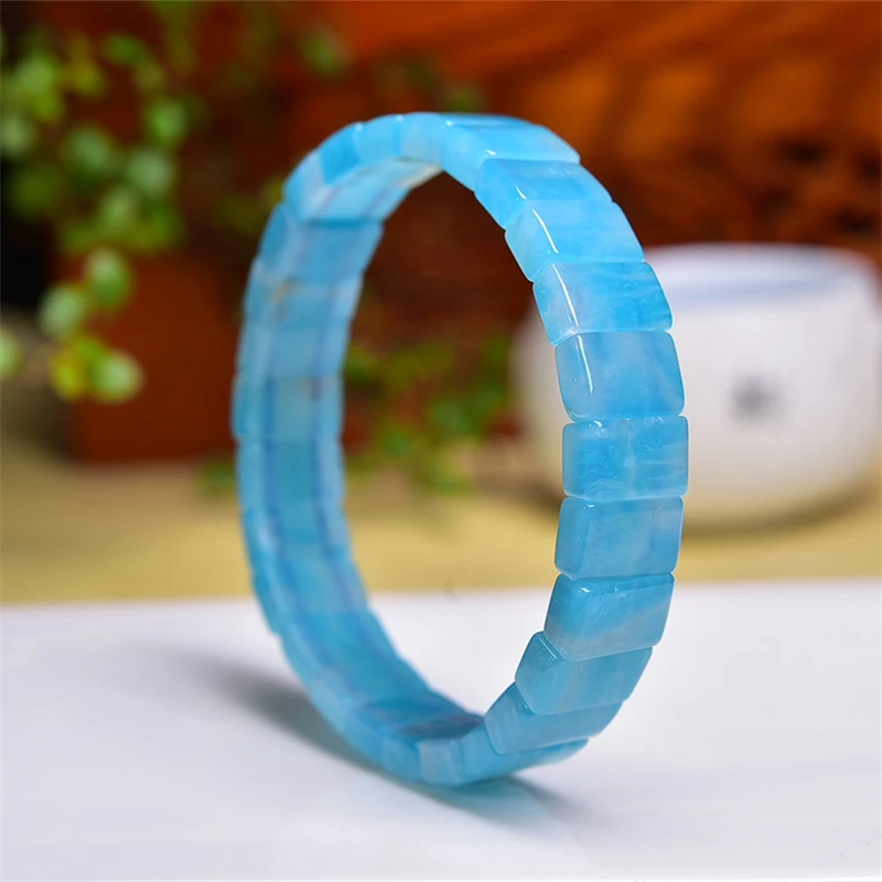 Natural Amazonite Facet Bracelet Crystal Reiki Healing Stone Fashion Jewelry Gifting Gift For Women 1pcs 8X11MM