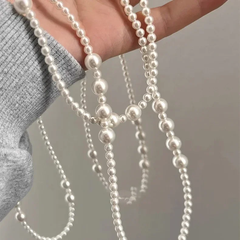 

Vintage Long Multi Layered Pearl Necklace for Women Temperament Collar Chain Sweater Chain Necklaces Luxury Jewelry Gift