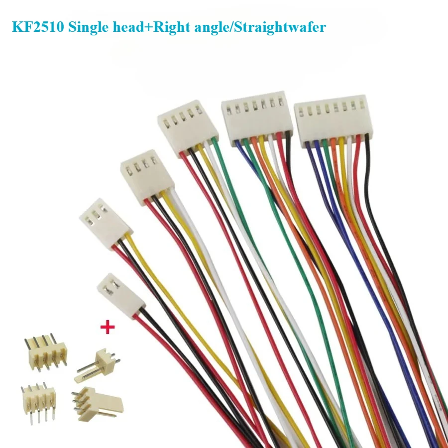 

10sets KF2510 Wire Cable Connector 2/3/4/5/6/7/8/10P 2.54mm Pitch Single Head 22AWG 24AWG 26AWG with Pin Head Socket