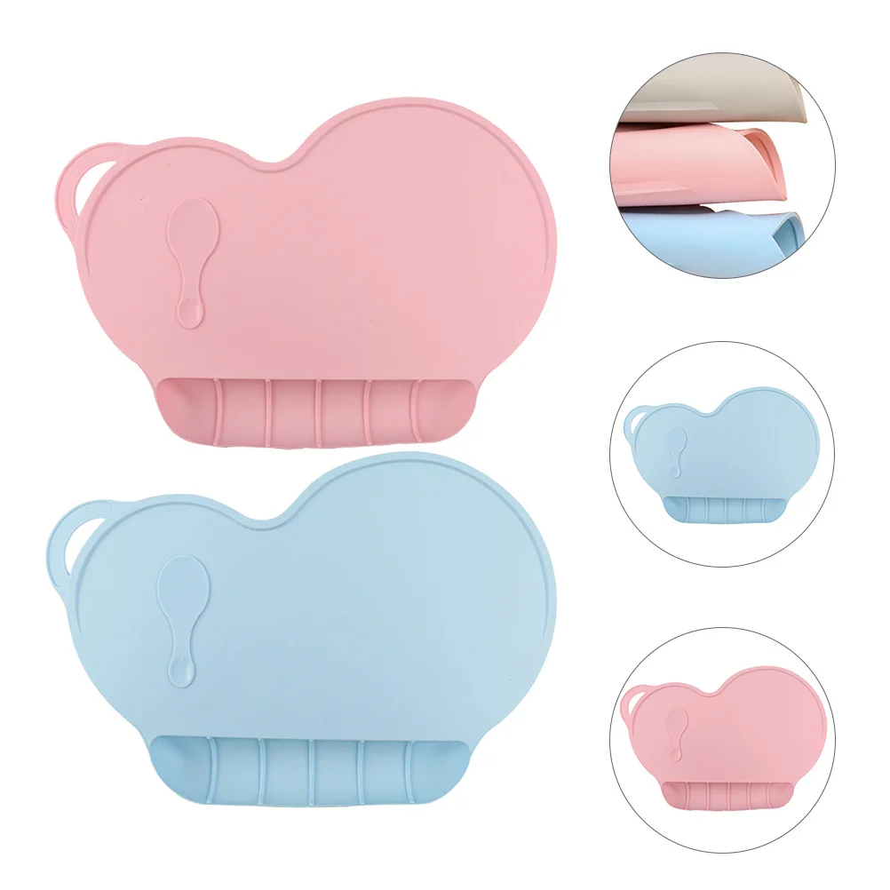 

2Pcs Silicone Placemat Non-Slip Suction Design Food Catching Tray Heat-Resistant Easy Roll Up for Home Travel Baby Kids