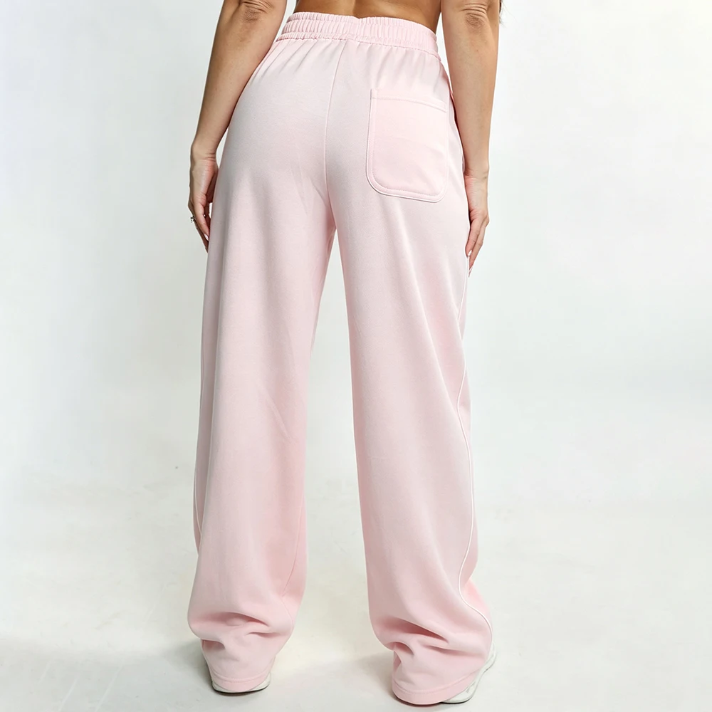 Bum Striped Baggy Pants Wide Leg Joggers Women Running Trouser Cotton Mid Waist Casual Loose Sports Yoga Pants With Back Pocket
