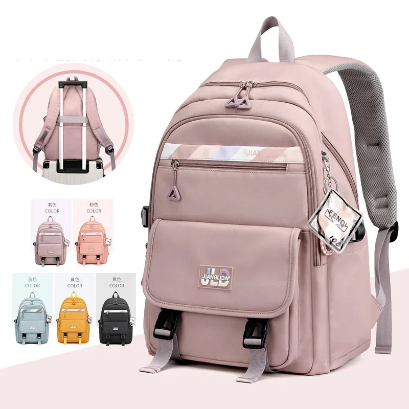 

Teenagers Bags for Girls Junior High School Students Backpacks Women Kawaii Bag Kids Knapsack Solid Bookbag Lady Packsack