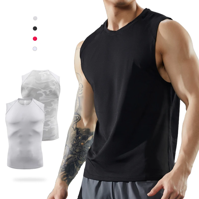 

(M-3XL)Мужской жилет для бега, топы для фитнеса, дышащая футболка без рукавов, быстросохнущая рубашка для тренировок в тренажерном зале, однотонная спереди и сзади с облачным принтом