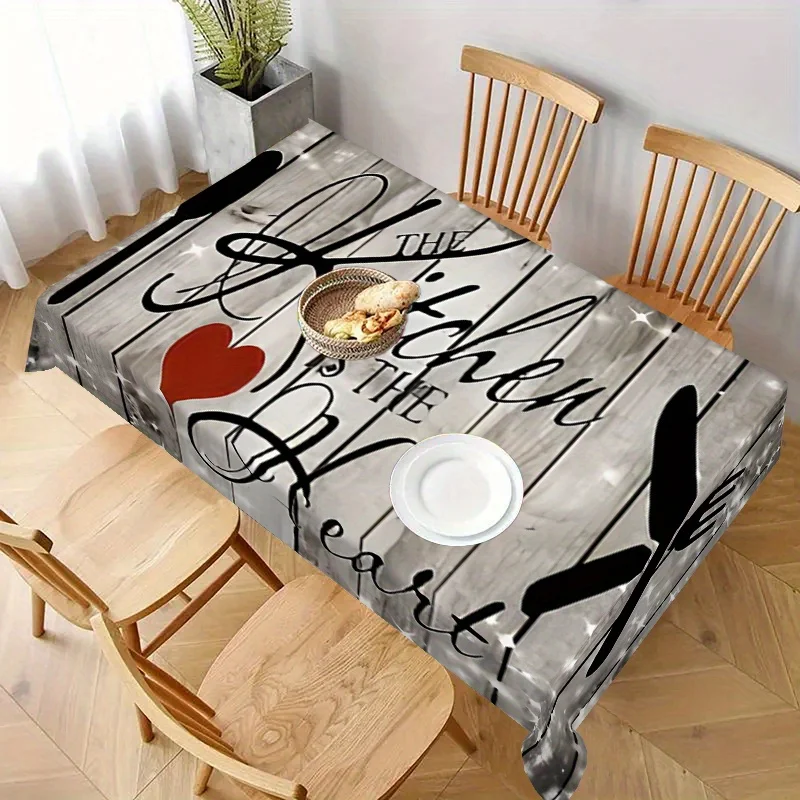 One kitchen tablecloth with a pattern of knives, forks and spoons, in a simple rectangular design, suitable for scene decoration