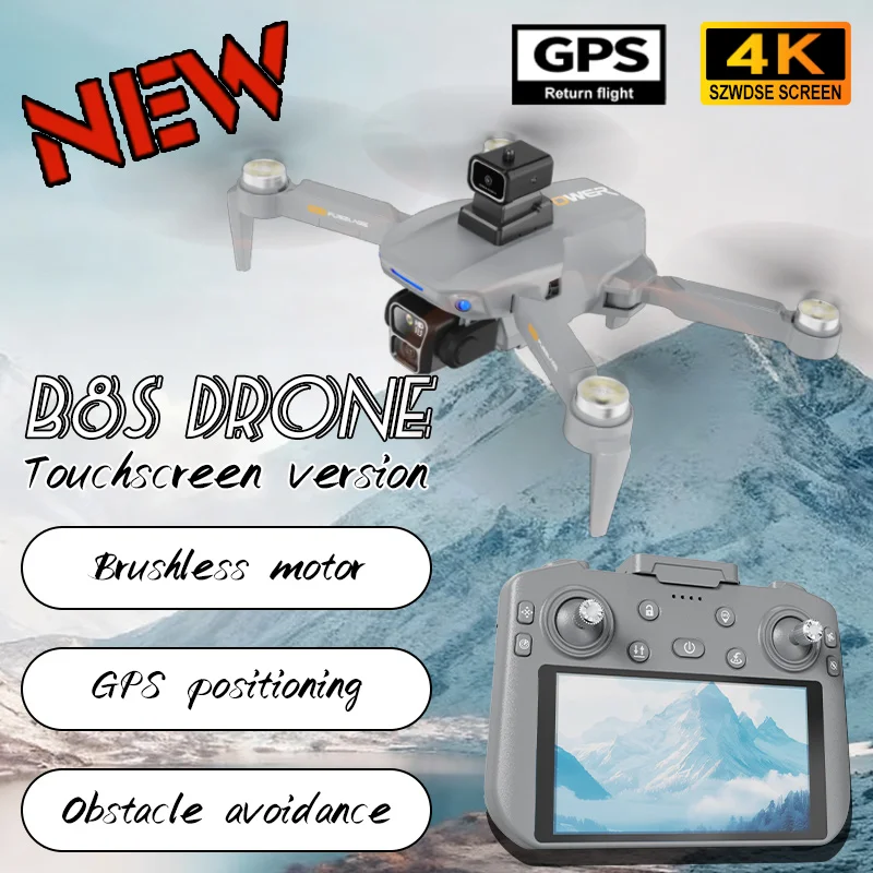 B8S Drohne GPS-Positionierung Touchscreen-Version 4K Professionelle HD Dual-Kamera Bürstenlose Motoren Hindernisvermeidung Quadcopter-Spielzeug