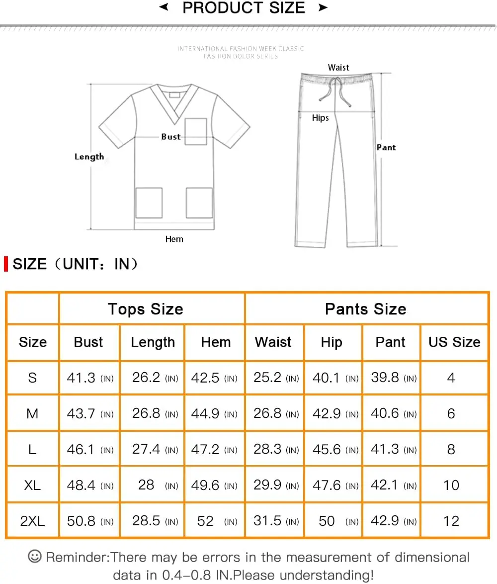 Women’s surgical scrubs Niaahinn Scrub Set for Women Scrub Top & Scrub Jogger Pant with Multiple Pockets Medium Uniform Suit