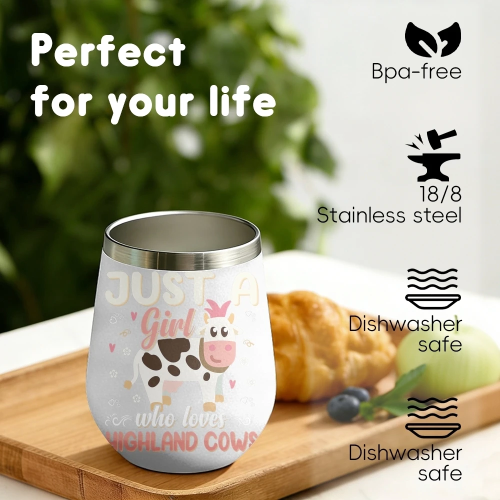 Solo una chica que ama las vacas, termo de 12 oz, vaso aislado para vino, taza de café al vacío, termo con forma de huevo