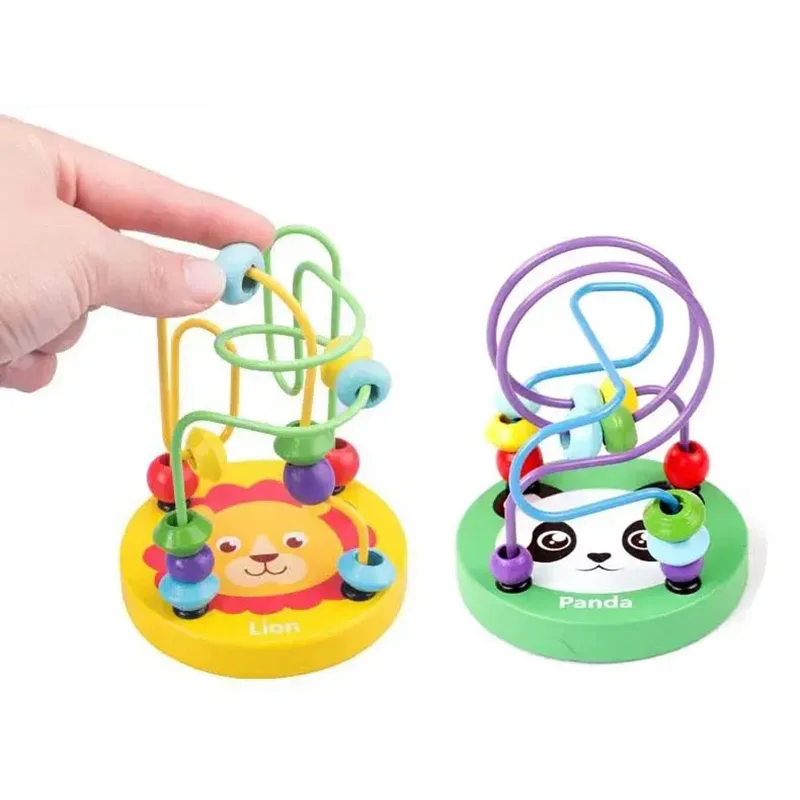 خشبية السفينة الدوارة حبة اللعب مونتيسوري التعليمية المبكرة لغز الرياضيات لعبة الملونة الكرتون الحيوانات للأطفال الحساب TMZ #2