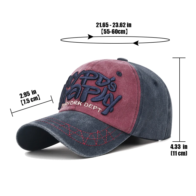 New Fashion Unisex Three-Dimensional Letter Embroidery Design Washed Distressed Craft Cotton Baseball Cap Trucker Caps