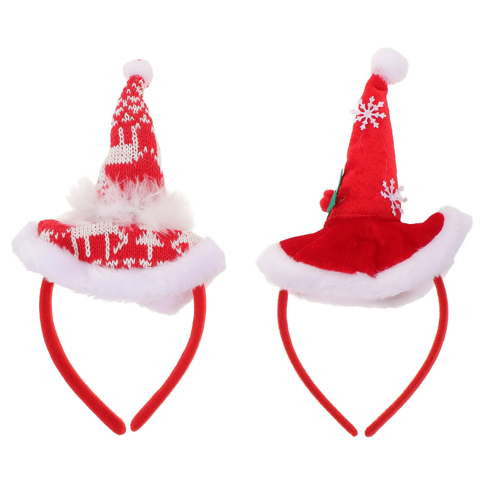 

2pcs Christmas Santa Hat Headband Red White Holiday Headwear Xmas Party Accessory For Ugly Sweater Events - Classroom Festive