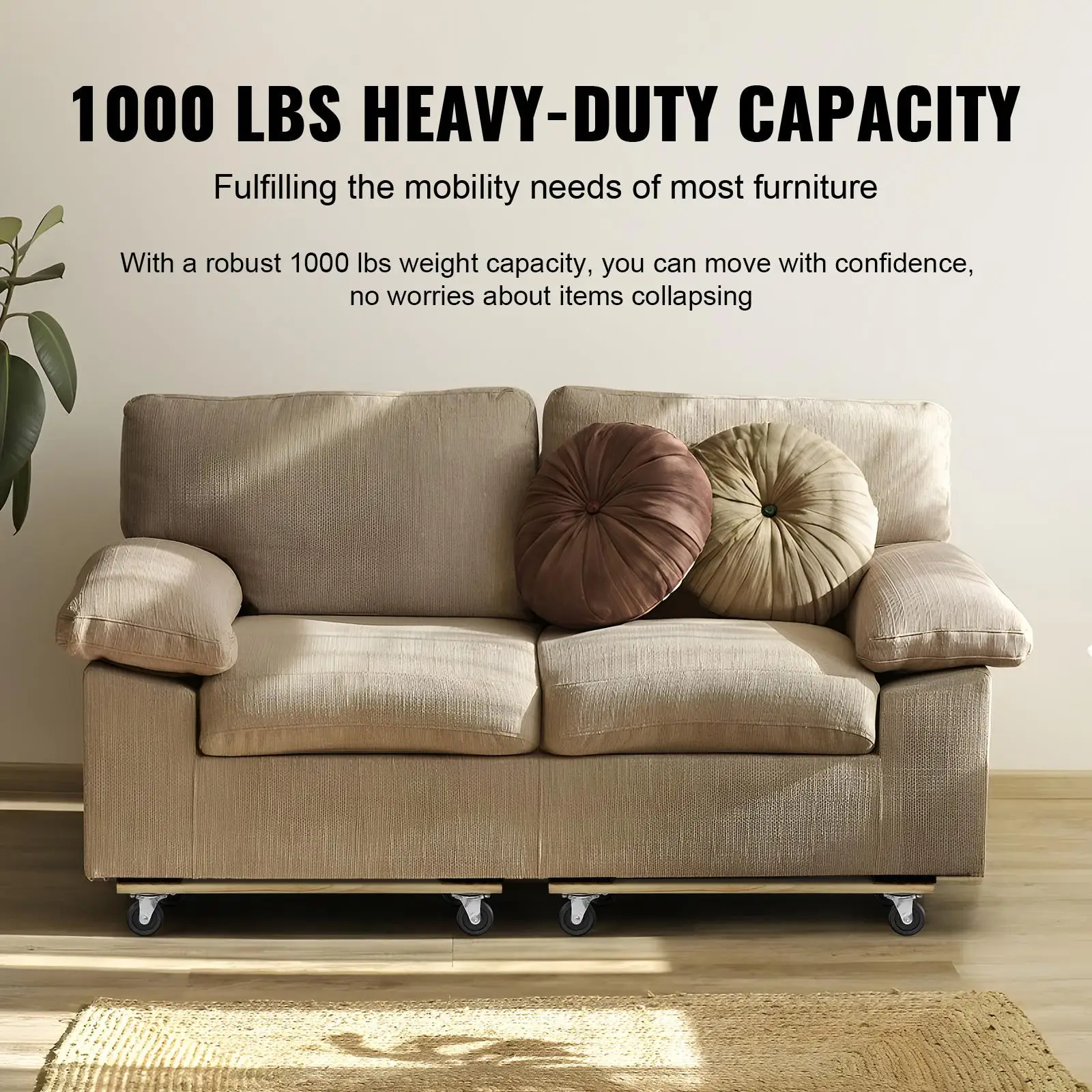 2 Pack for heavy Duty Furniture Moving Dolly 1000 lbs Load Capacity Each 18 x 30 Inch Hardwood Moving Cart with 8 Swivel PP Casters for heavy Furniture Moving and Transport