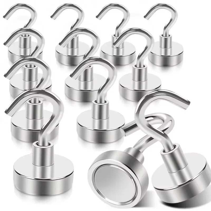 12/6/1 Stück Starker Neodym-Magnethaken, Metall, 12 kg, 5 Pfund, Durchmesser 20 mm, Magnete, Schnellhaken, Regalring für Zuhause und Küche