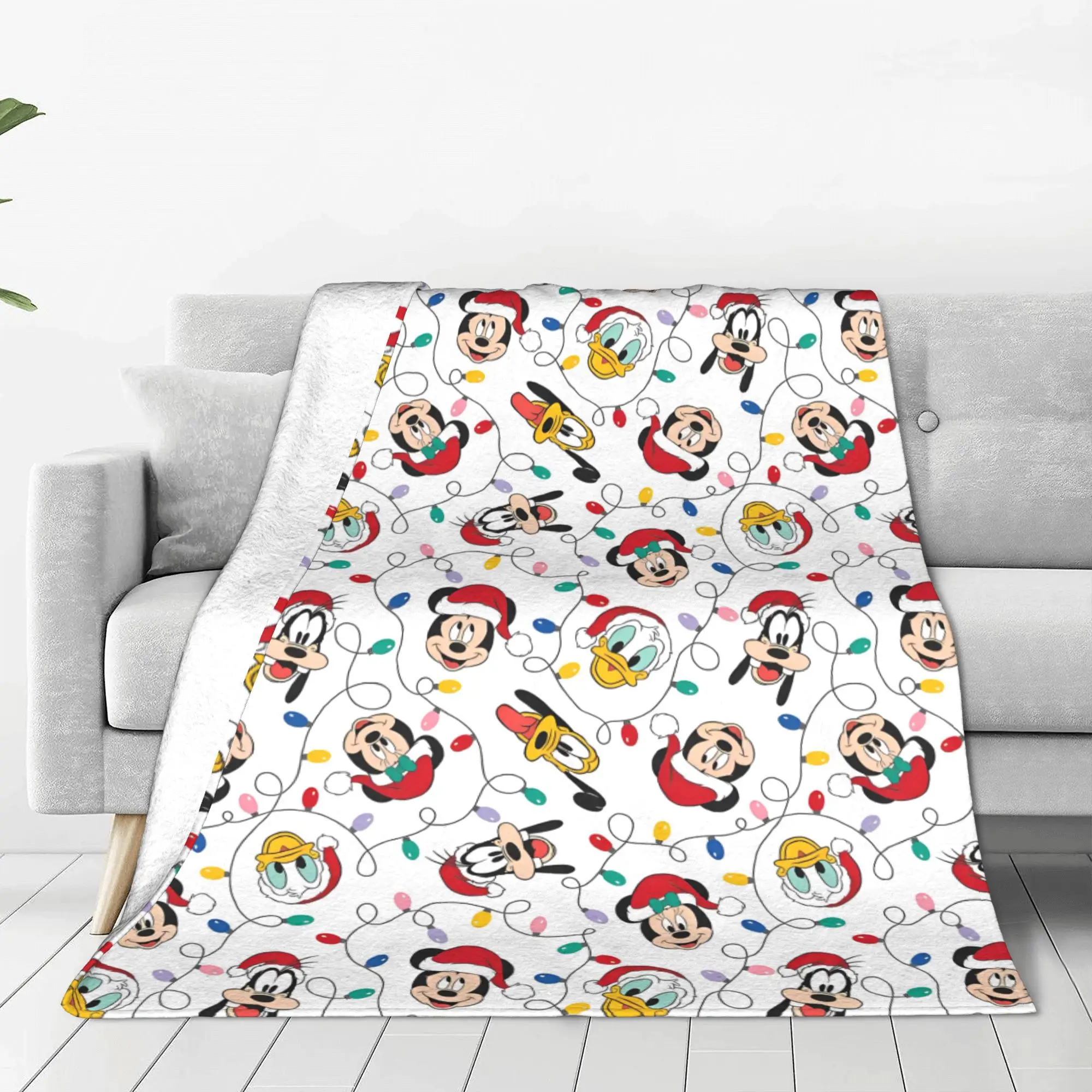 Merry Christmas Mickey Mouse Blanket Cover Minnie Donald Duck Flannel Throw Blanket Bed Sofa Soft Warm Portable Plush Thin Quilt