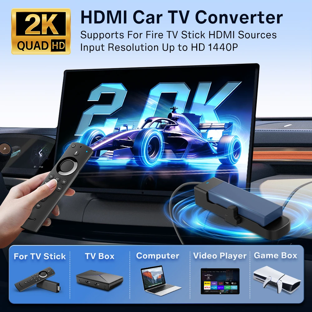 CarlinKit 3 in 1 Wireless CarPlay Adapter for Fire TV Stick HDMI Input Wireless Android Auto Wired to Wireless CarPlay Converter 2K HD Video Auto Connect Plug and Play FOTA for Factory CarPlay Cars