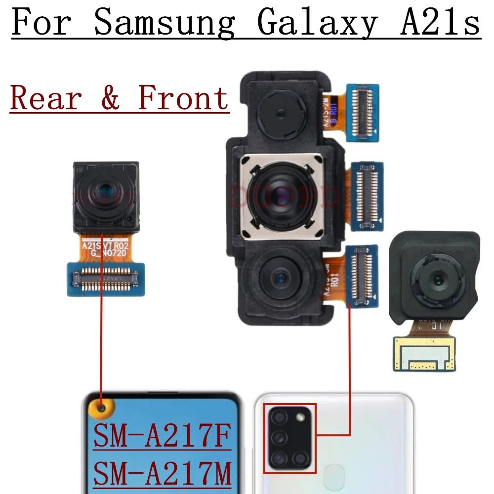 Rear Front Camera For Samsung Galaxy A21s SM-A217F SM-A217M Backside Back Facing Wide Camera Module Replacement Parts