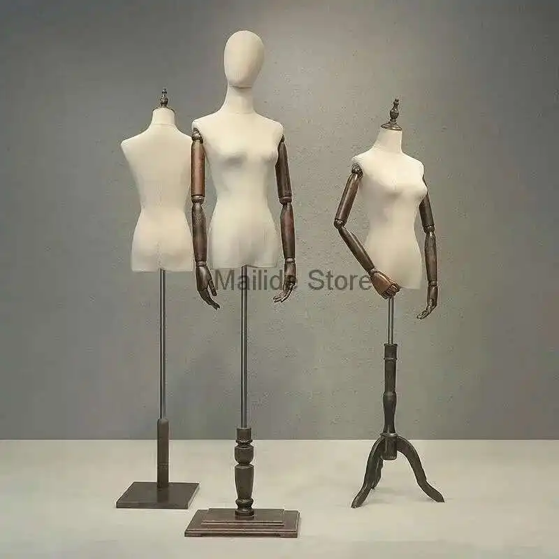 

Nordic Mannequins for Women's Clothing Store Women's Adult Mannequin with Wooden Arm Wedding Clothing Display Adjustable Rack
