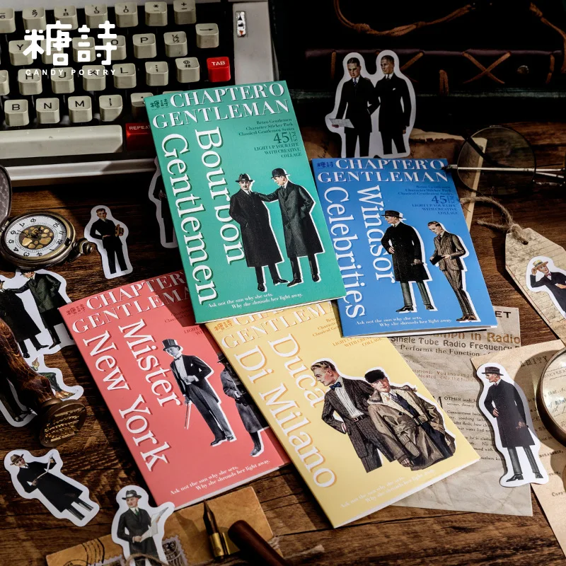 45Pcs Vintage Elegant Gentleman Character Stickers, Retro Portrait Decor Stickers for Journal Scrapbooking DIY Craft Album