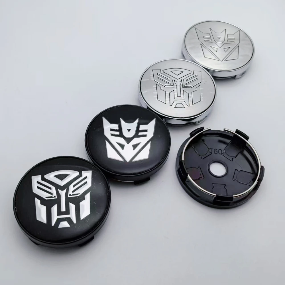 4 peças de Calotas de Roda de Carro com Emblema do Logotipo Optimus Prime e Decepticons Megatron, 60MM e 56MM, para Substituição