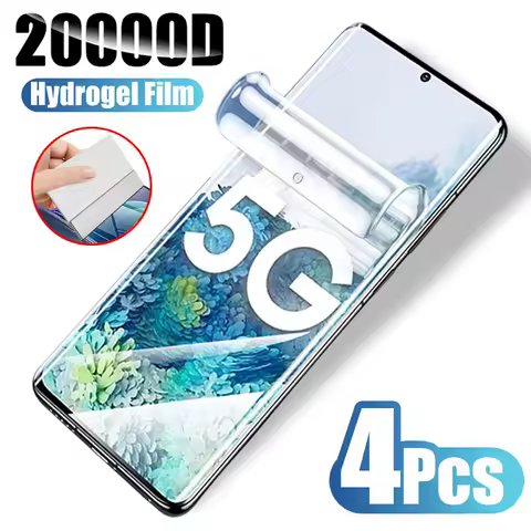 4Pcs Full Cover Hydrogel Film For Samsung Galaxy S10 S20 S9 S8 S21 S22 Plus Ultra FE Screen Protector For Note 20 9 10 Not glass
