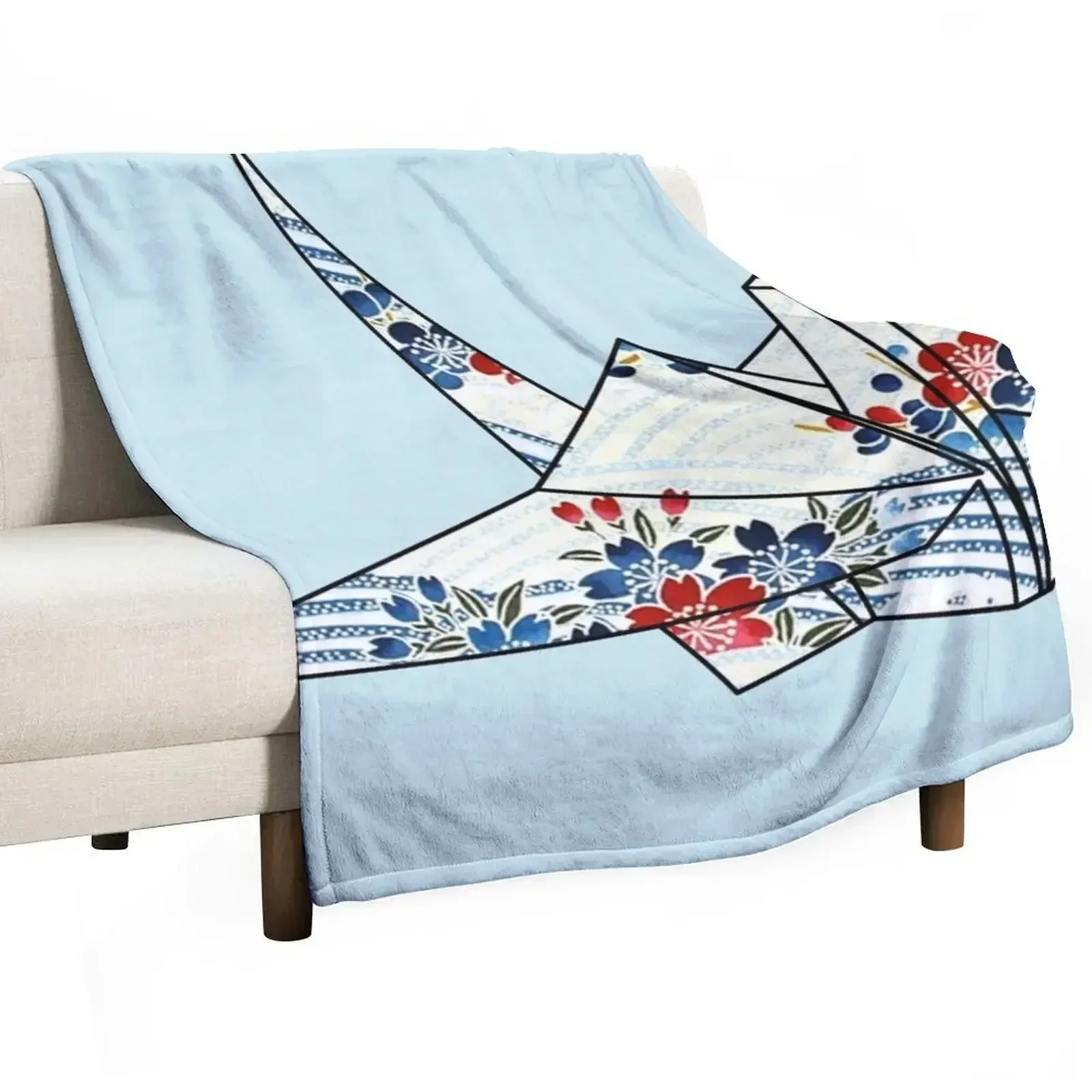 

Blue Origami Crane Throw Blanket Reusable Durable Soft Blanket for All Seasons