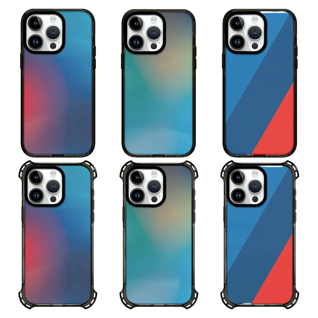 

Gradient Protective Acrylic Black Border Phone Cover for IPhone 12 13 14 15 16 17 Pro Max Case for IPhone 17 Air