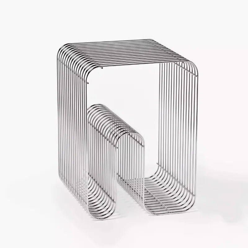 

Nordic simple stainless steel, a few household living rooms on the edge of the line, light luxury storage shelves