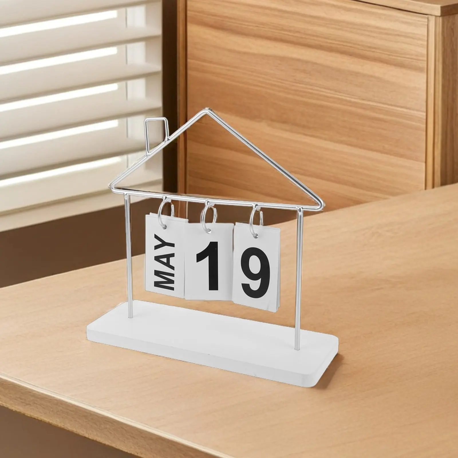 Perpetual Desk Calendar Creative Flip Style Wooden Metal Build Compact Office Home Decor Daily Planner Reusable Desktop Ornament