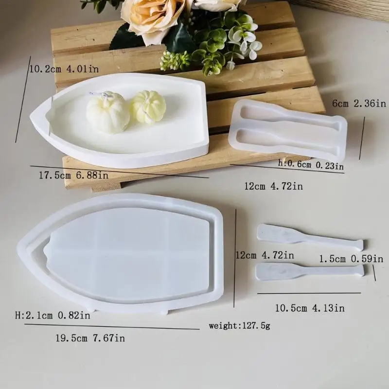 R3MC Epoxy Resin Fruit Plate Mould Silicone Boat Tray Making Mold for Home Decoration and Parties Jewelry Dish Making Tool