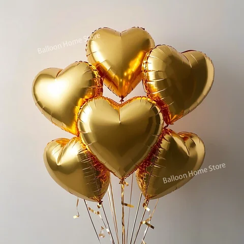 12pcs 18inch 사랑 심장 모양 호일 풍선 웨딩 생일 파티 장식 알루미늄 호일 풍선 공기 풍선 화려한 리본