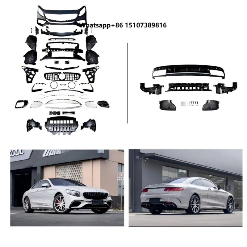 New -W217 S-Class Coupe S63/S65 AM Bumper Replacement Part Black Paint Screw-On Attachment PP Molding