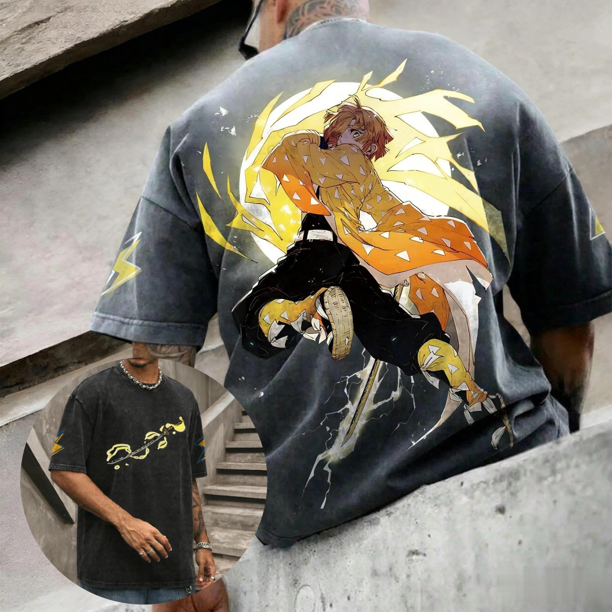 شيطان القاتل خمر غسلها تي شيرت الرجال المتضخم النساء قصيرة الأكمام المحملة رداء علوي غير رسمي الشارع الشهير الصيف العصرية الجديدة للجنسين Harajuku