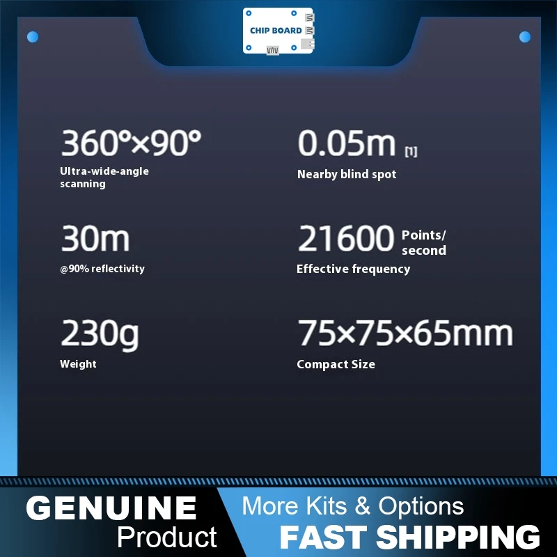 Unitree L1 4D LiDAR sensor providing 360x90 FOV, 30m range, 21.6K points/sec data rate