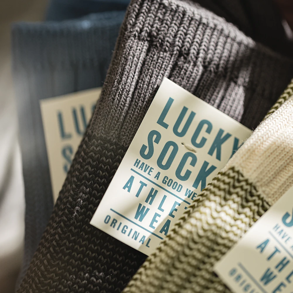 Maden メンズ 1/3/6/9 個レトロコントラストニットミッドカーフソックス通気性太い糸スプライス二本針ロングソックス秋用