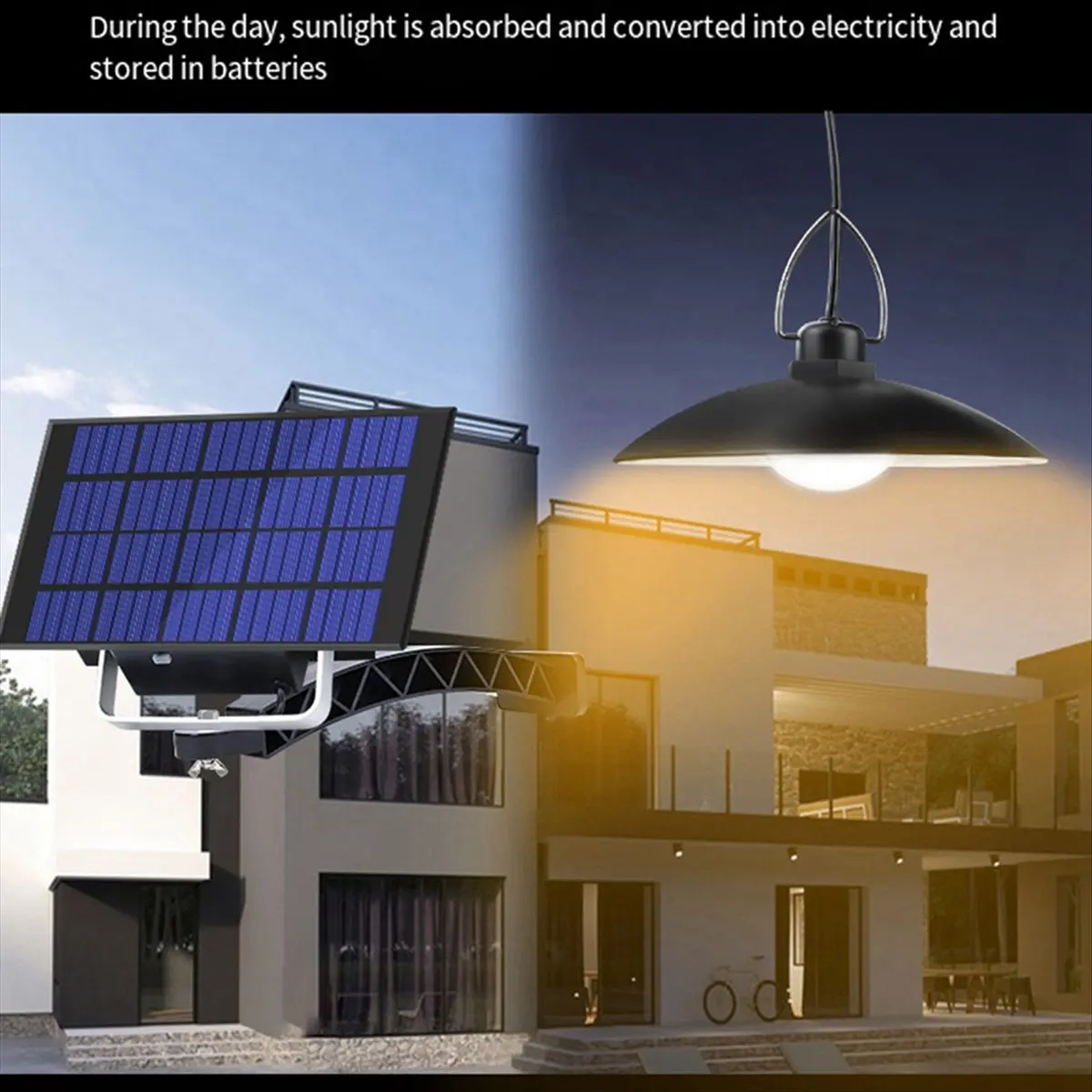 *X07A Solar Pendant Light with Remote Control Outdoor Indoor Solar LampLine Solar Lighting for Camping Garden Yard C