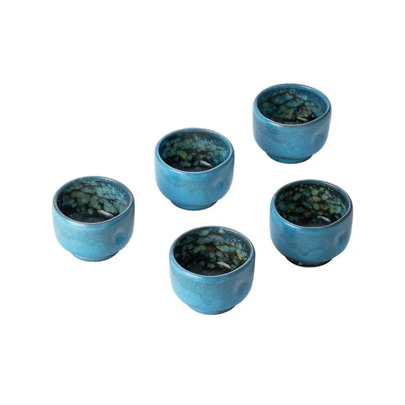 

Colorful tree shade teacup five-piece kung fu tea set kiln-changed ceramic Japanese retro cup