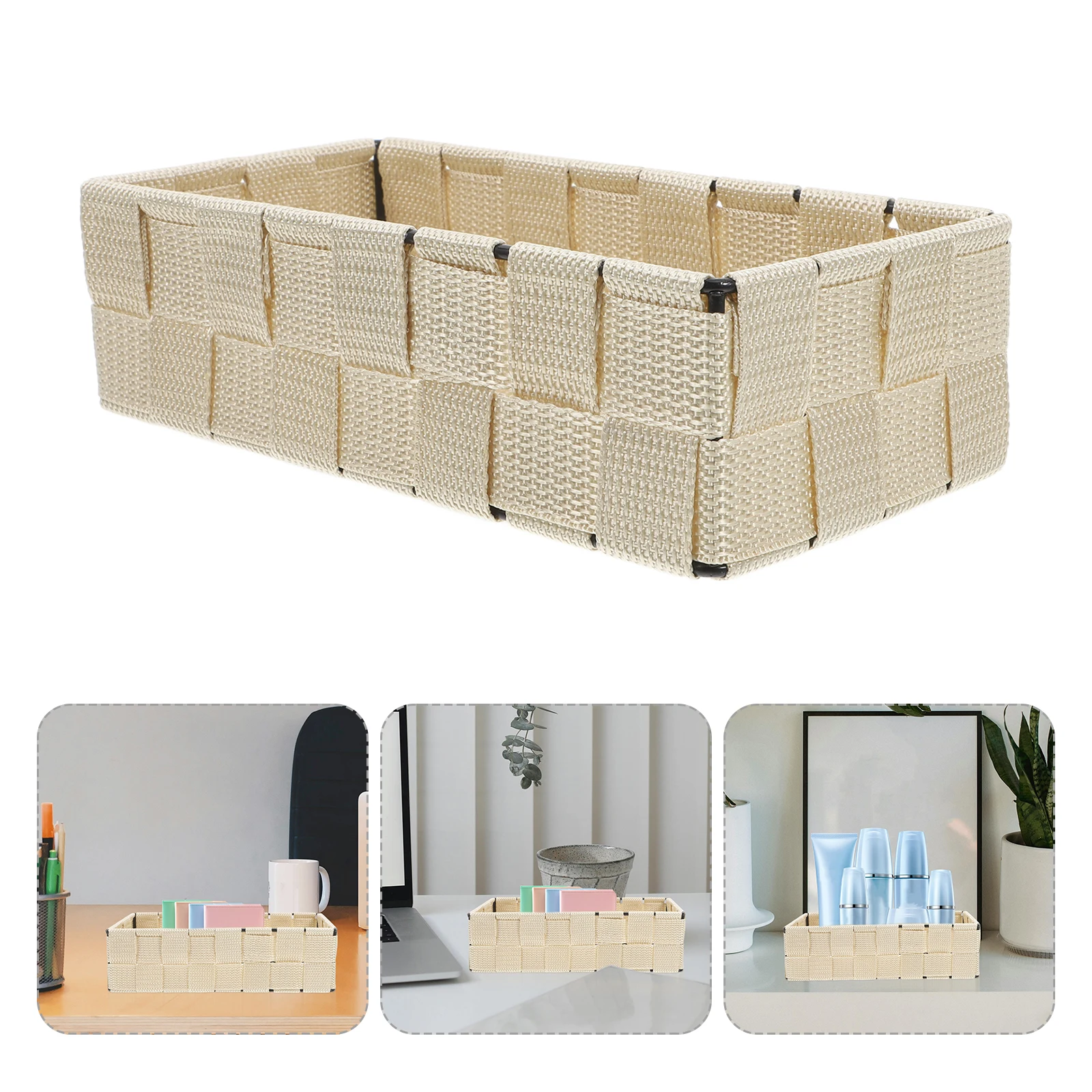 

Desktop Storage Basket Baskets Organizing Tray Bath Steel Bathtub Countertop Accessories Wicker Stackable Shelves Large Sensory