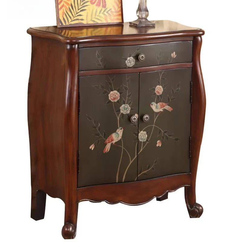 

American rural small apartment entrance cabinet retro old painted furniture