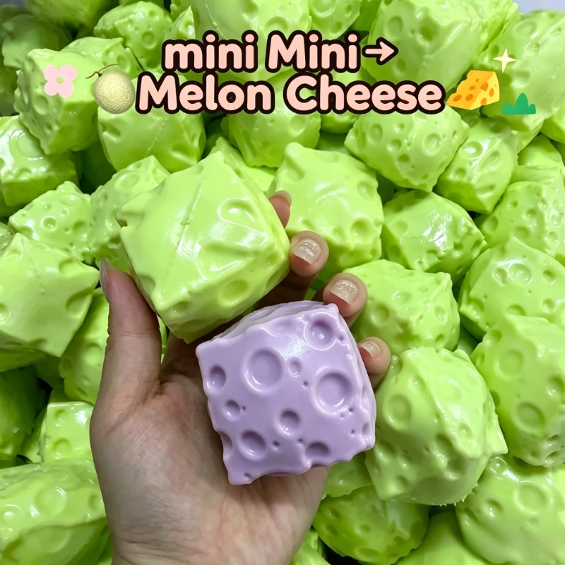 Crunchy Squishy Mini Cheese Cube Stress Ball Homemade Cheese Squeeze Fidget Toy ASMR Sensory Anti Stress Toys Gift for