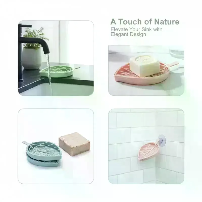 Leaf Shaped Soap Holder Double Layer Drainable No-Slip Soap Dish for Bathroom Shower Home Office Use