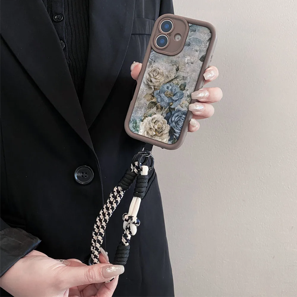 2025 قلادة حزام PhoneCaseForXiaomi PocoX7 X6 F7 F6 M7 M6 F5 X5 X3 M3 Pro C55 C65 C75 C71 ريترو الأزهار Crossbody غطاء الحبل #5