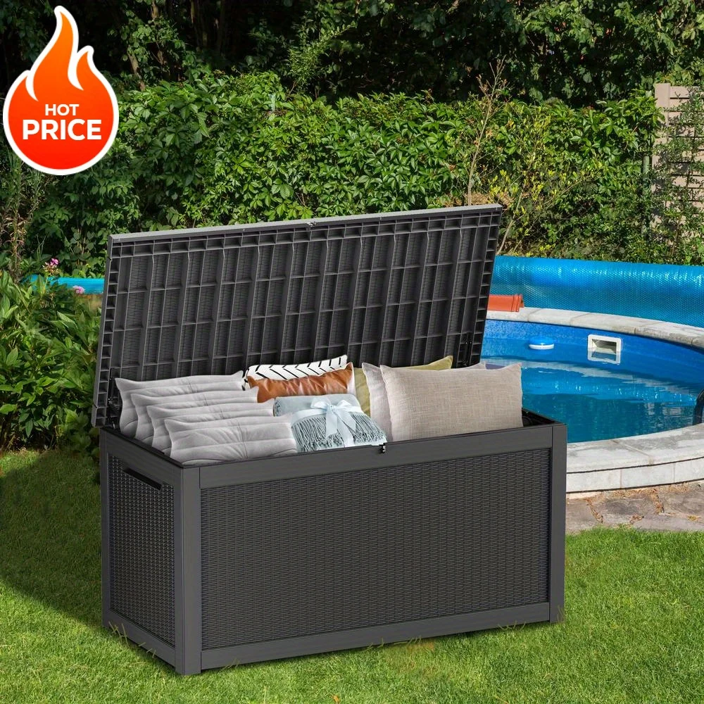 

TARKARI 260/230/150/129/49 Gallon Weatherproof Outdoor Storage Box, UV Resistant Resin Deck Box with Lockable Lid And Side Handles, Ideal for Patio, Garden, Pool, Camping, Yard Storage, Can Be Used As Bench Or Table, Spring Promotion Gift