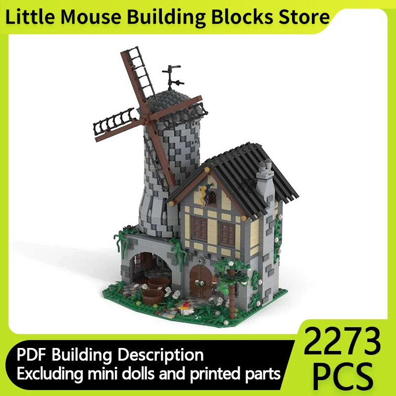

Medieval Castle Model MOC Building Bricks Motorized Windmill Modular Technology Gifts Holiday Assemble Children Toys Suit