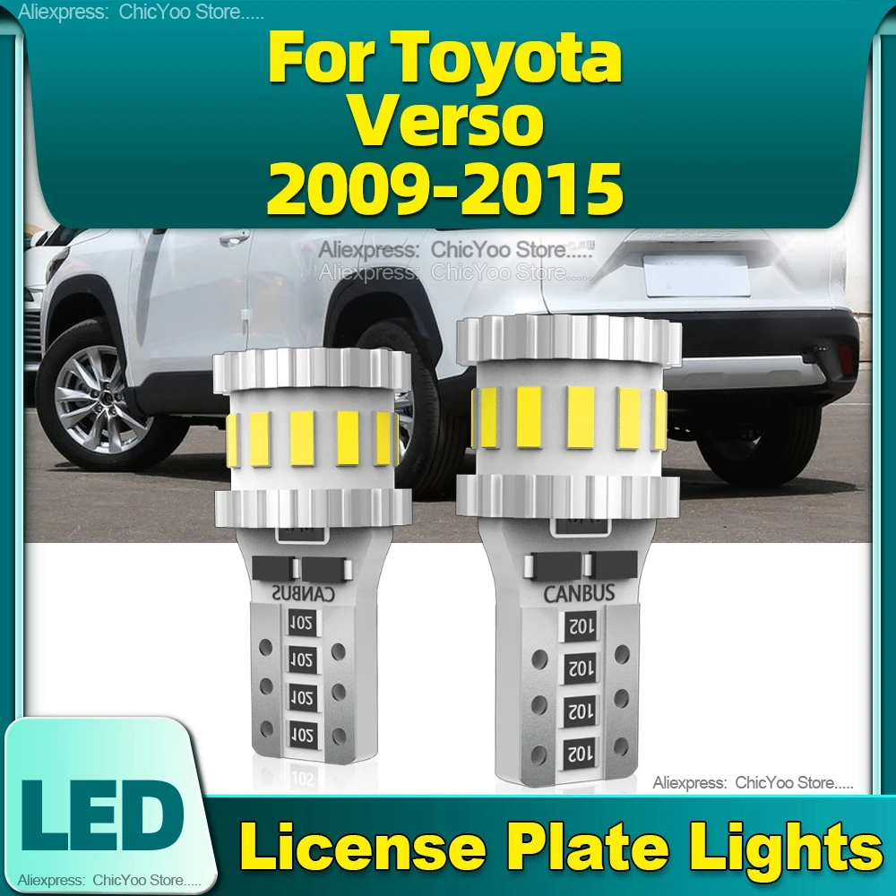 

2Pcs LED License Plate Light 6000K White W5W T10 CSP Canbus No Error For Toyota Verso 2009 2010 2011 2012 2013 2014 2015