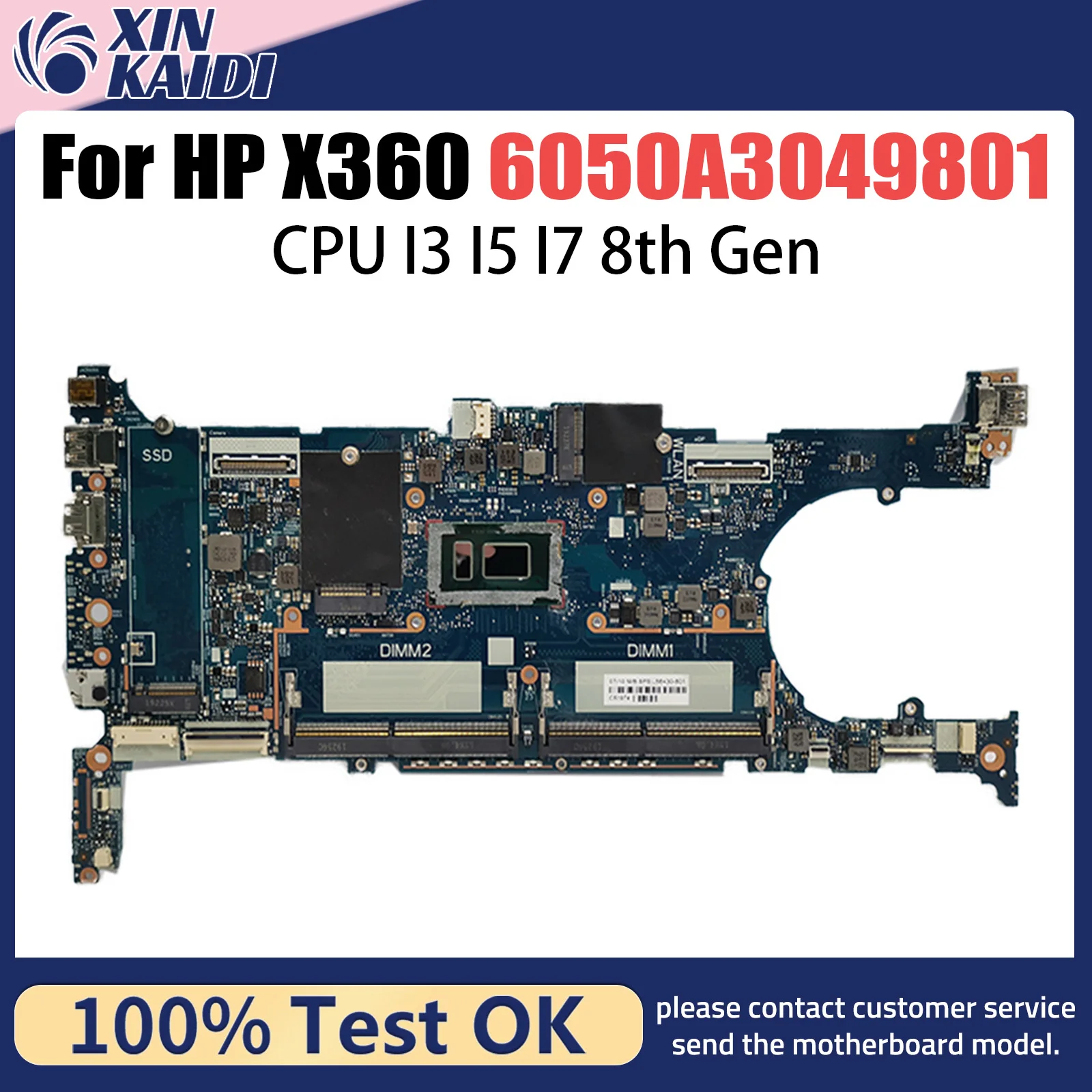 

For HP EliteBook X360 830 G5 Laptop Motherboard 6050A3049801-MB-A01 Notebook Mainboard WIth I3 I5 I7 8th Gen CPU