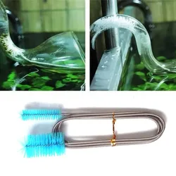 Aquarium Cleaning Brush for Water Filter Pump Lily Pipe Air Tube Hose Stainless Steel Fish Tank Brush Water Pump Accessories