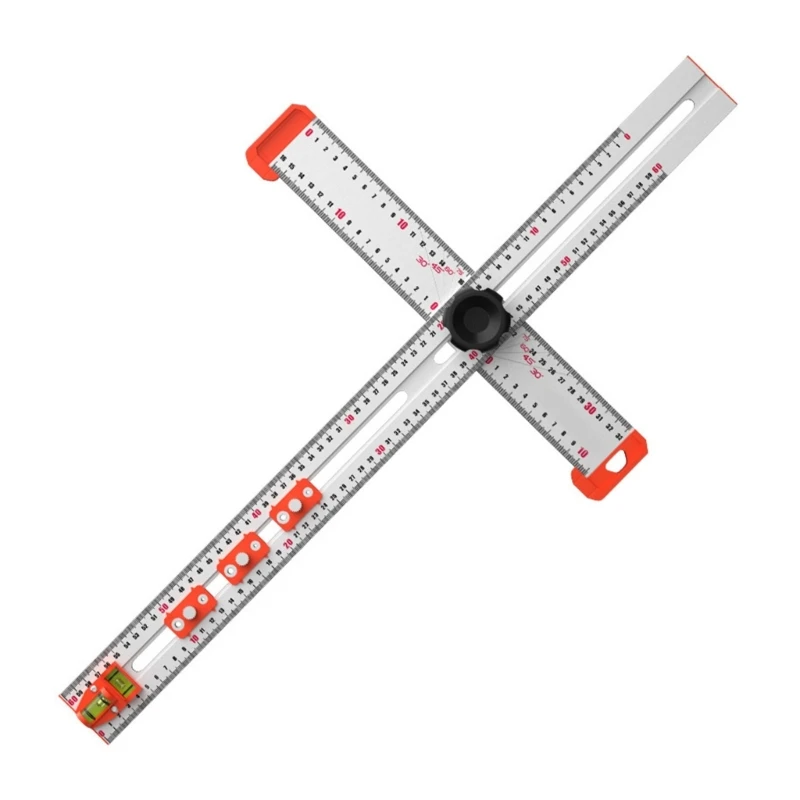 Woodworking 2 in 1 Punching Positioning Ruler TShaped Ruler Marking Measuring