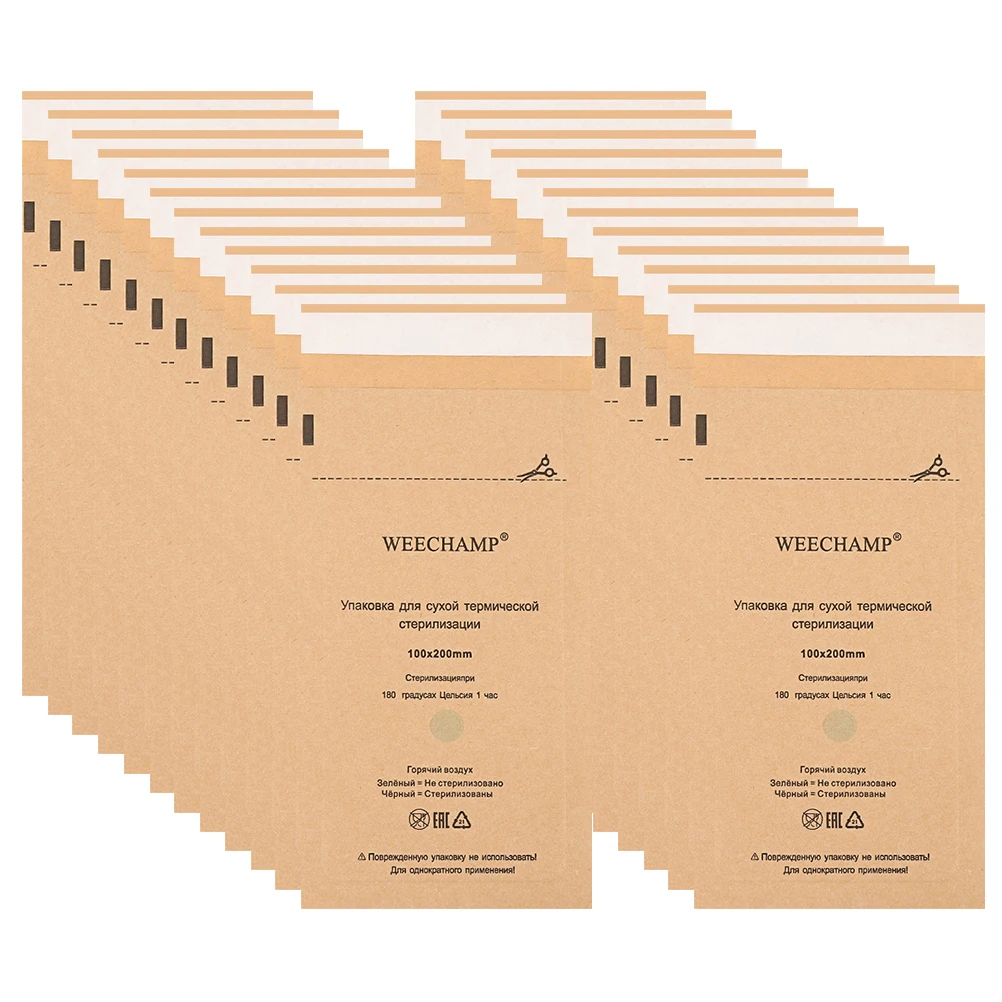 100 قطعة من أكياس ورق الكرافت النظيفة، حقيبة تعقيم للاستعمال مرة واحدة، أداة ملحقات التطهير لمعدات الأظافر