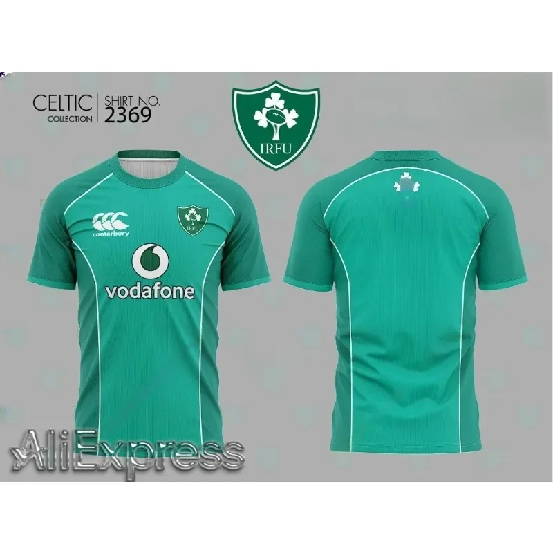 

2025 Comfortable Sports Breathable Sweat-absorbing Short-sleeved Top New Men's Quick-drying T-shirt Irish Rugby Jersey