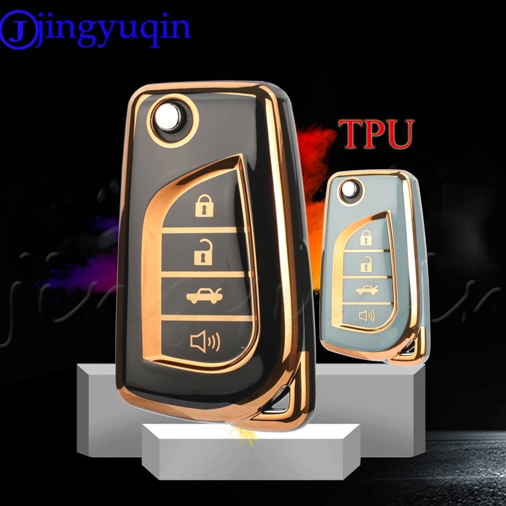 

JYQ 4 Buttons TPU Auto Remote Car Key Case Cover For Toyota Hilux Corolla Avensis Prado Fortuner RAV4 CHR Camry Accessories